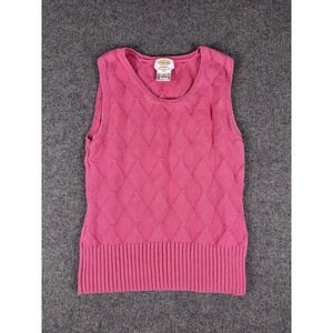 Vintage Talbots Women Vest Pink Diamond Pattern Small 100% Mercerized Cotton